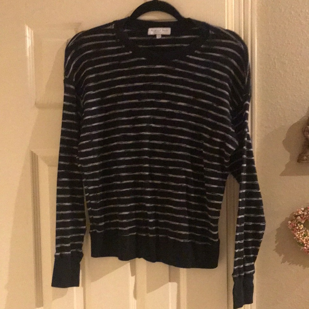 Striped Dark Navy and White Lightweight Sweater